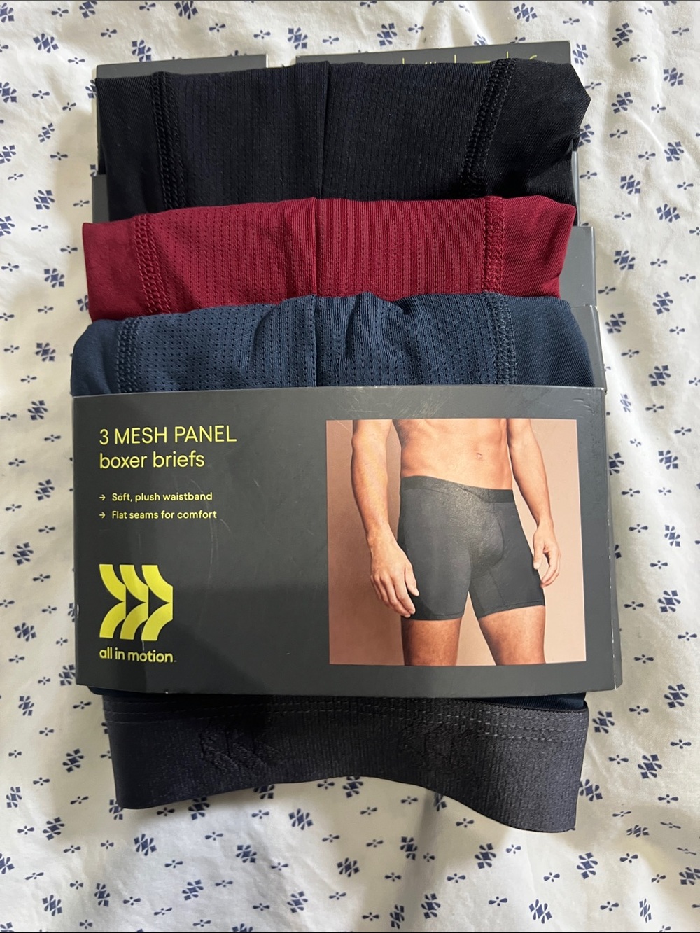 all in motion 3-Pack Boxer Briefs in Black, Burgundy, Navy